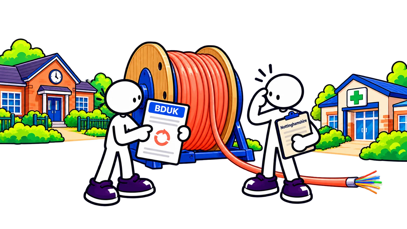 Cartoon participants face a disconnected contract bridge where financial responsibility and decision-making authority do not meet.