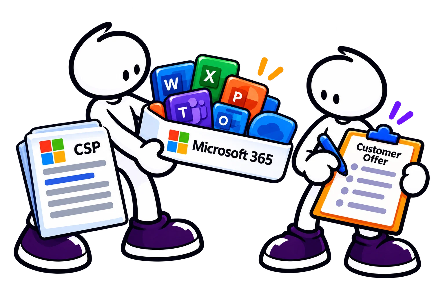 A cartoon reseller examines Microsoft’s partner-price discount and the conditions attached to it.
